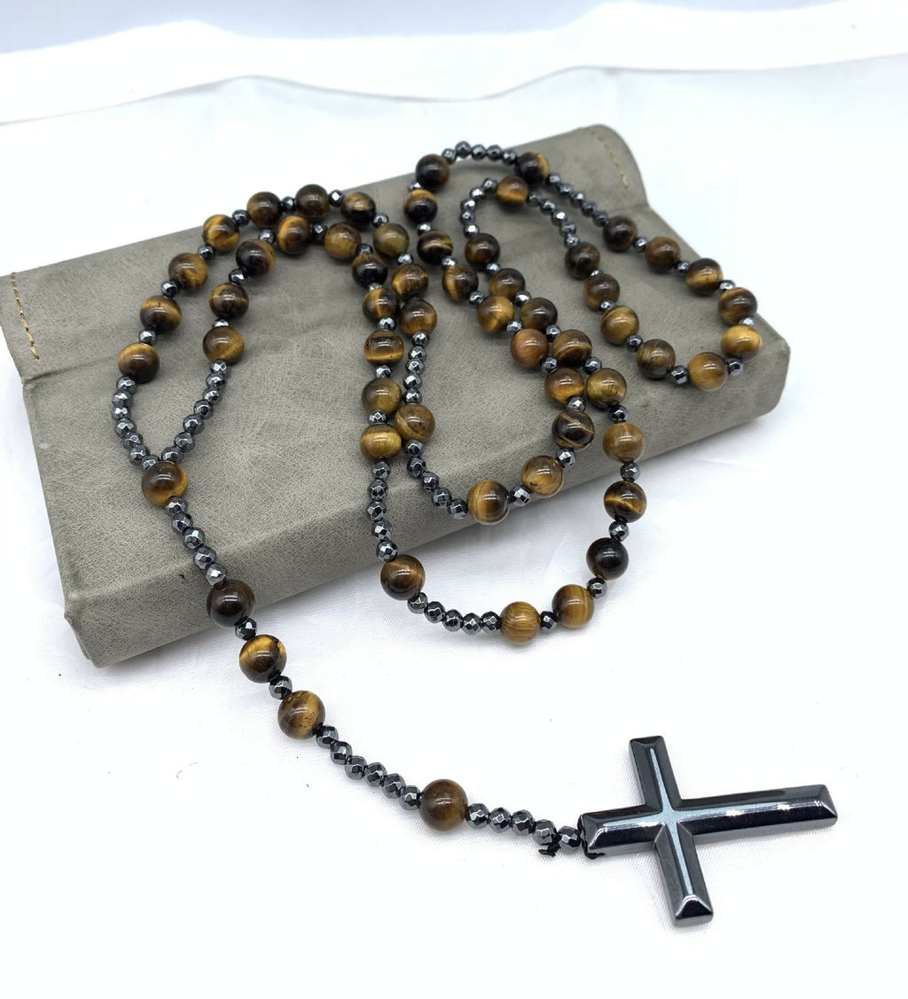 Orion Spiritual Necklace with Tiger Eye & Lapis Lazuli – Men's Rosary