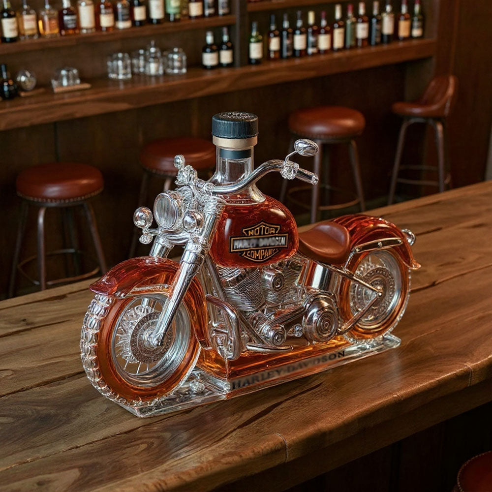 Retro Motorcycle Shape Glass Whiskey Bottle