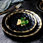 Elegant Ceramic Beef Platter with Gold Edge