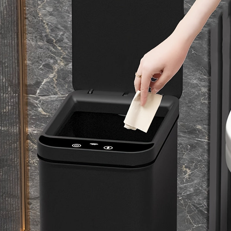Set of 2 Smart Sensor Trash Cans – Touchless and Compact (Black)