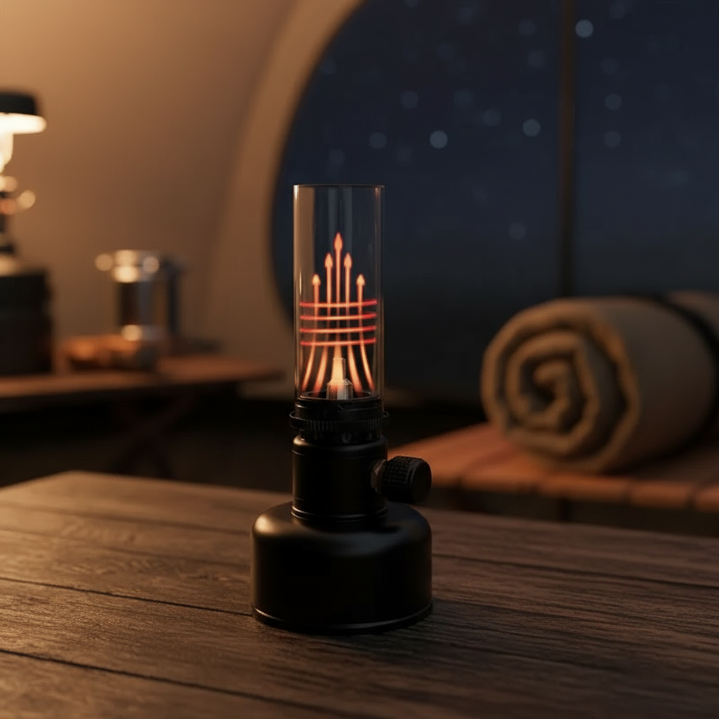 Mini Gas Flame Torch Table Lamp