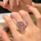 Three Stone Brilliant Cut Pink Ring