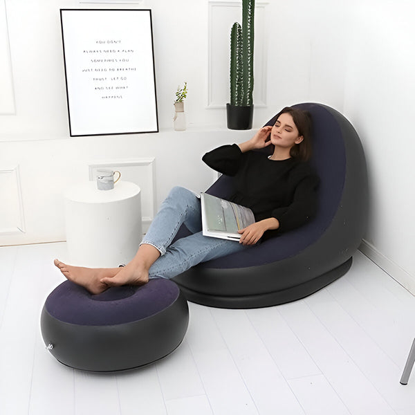 RelaxSeat Inflatable Lounge Chair with Footrest – Indoor & Outdoor Comfort