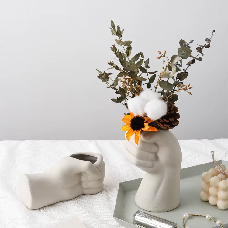 Artistic Hand Gesture Ceramic Tabletop Flower Vase
