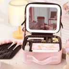 LED Mirror Travel Makeup Organizer Bag