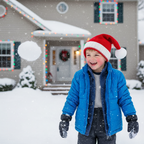 Knitted Christmas Beanie with Pompom for Adults and Kids