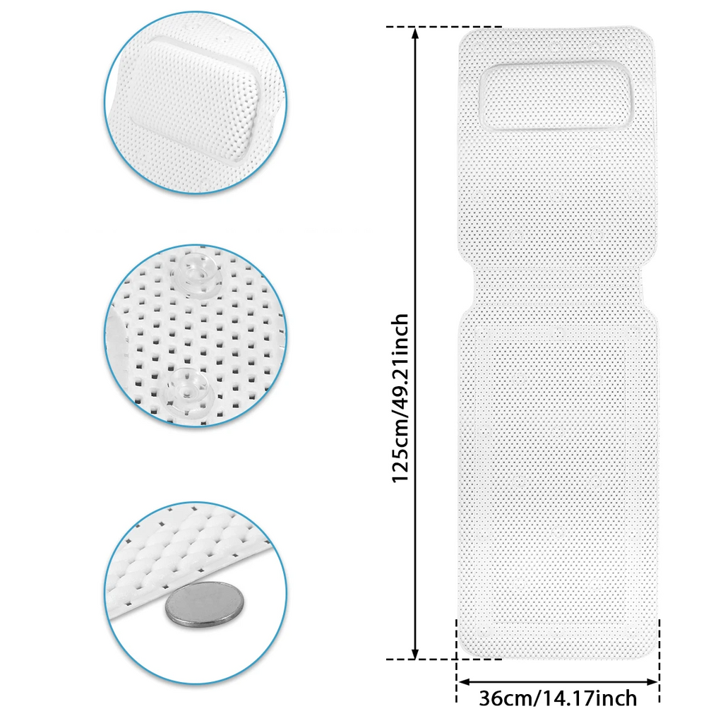 HydroComfort Non-Slip Bathtub Mat with Pillow