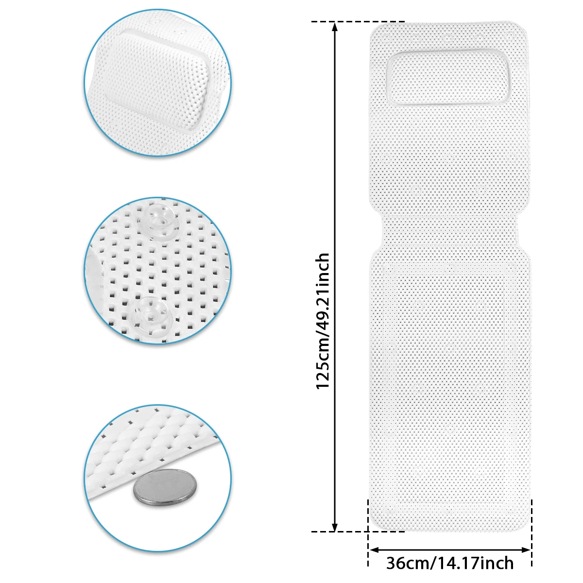 HydroComfort Non-Slip Bathtub Mat with Pillow