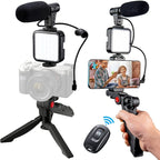Professional Video Microphone Set with Tripod and LED Video Light