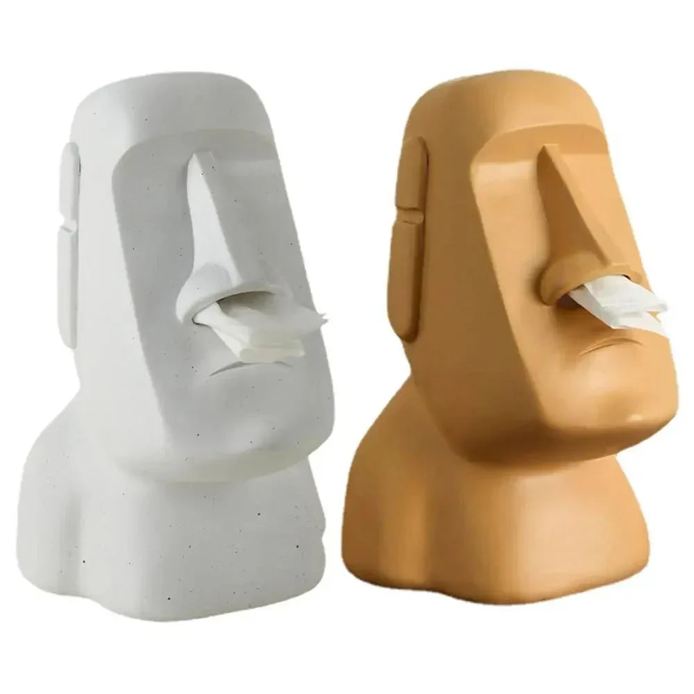 Tissue box in Easter Island statues design