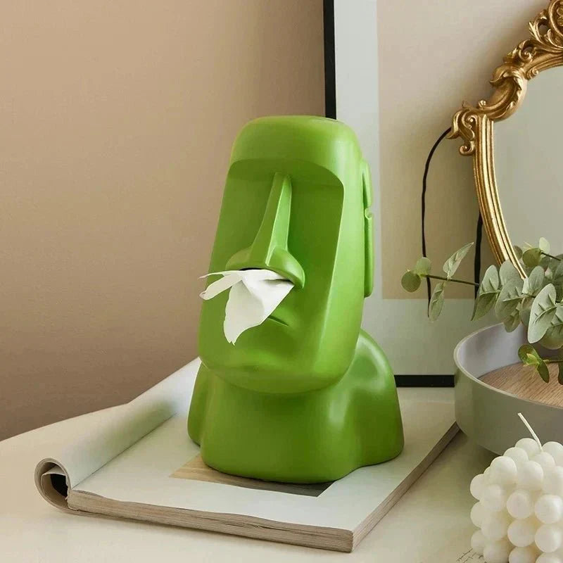 Tissue box in Easter Island statues design