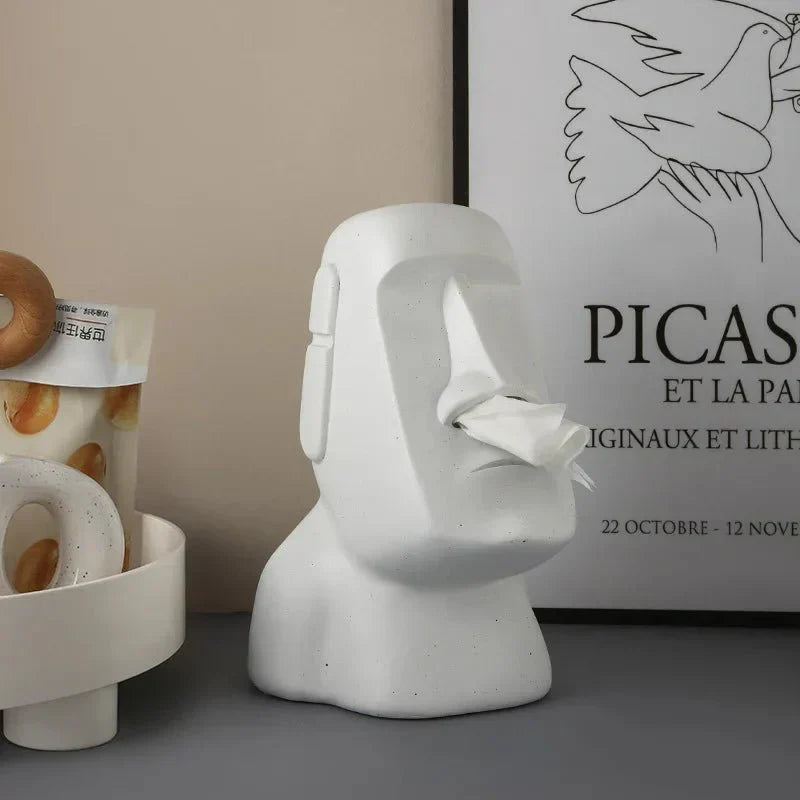 Tissue box in Easter Island statues design