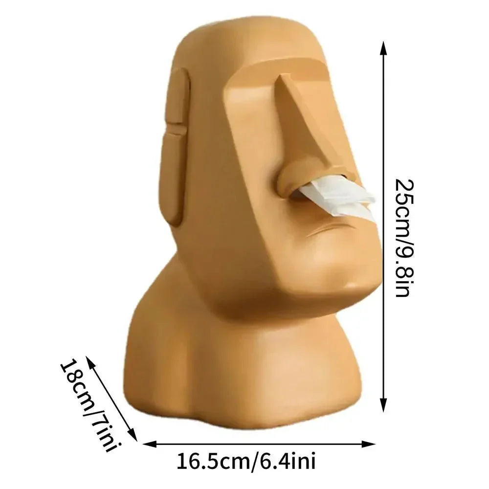 Tissue box in Easter Island statues design