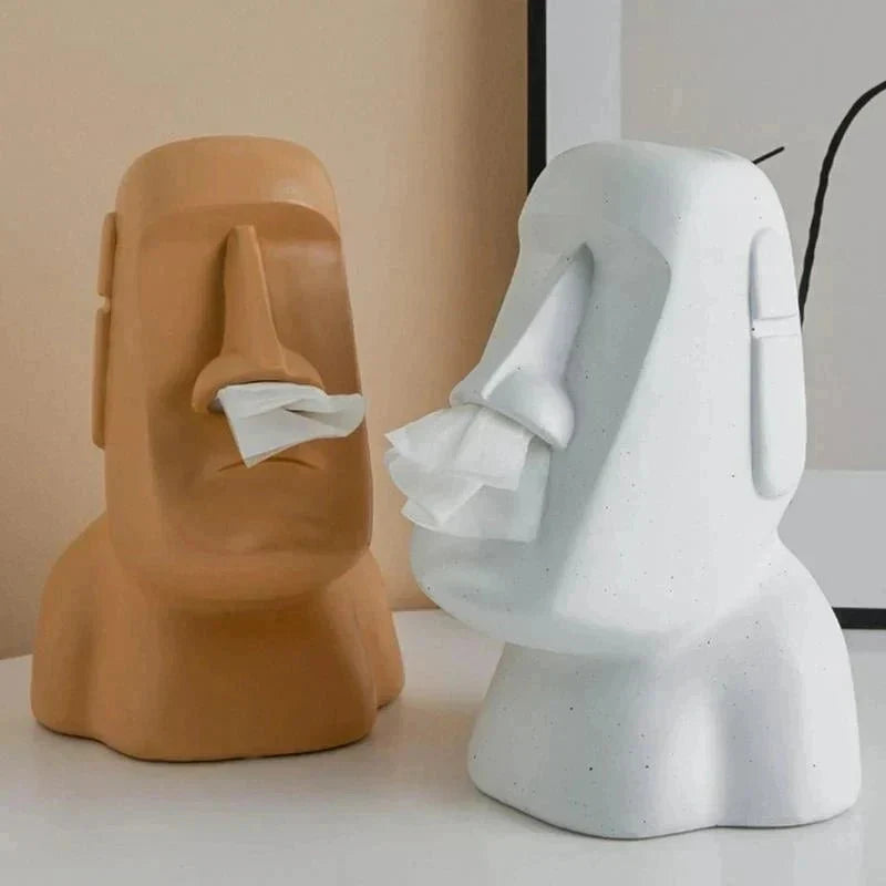 Tissue box in Easter Island statues design