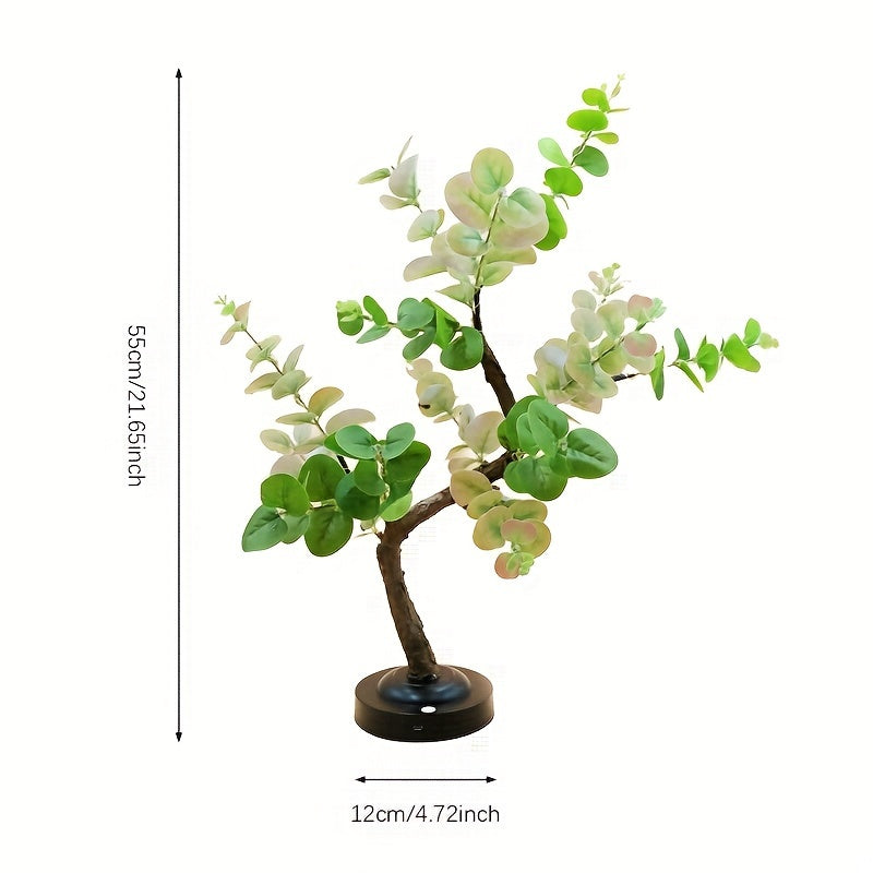 EucalyptusGlow Tree - LED Bonsai Lamp with Rechargeable Drive