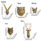 Resin Animal Head Wall Sculptures with Hand-Painted Details