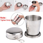 Collapsible cup in stainless steel