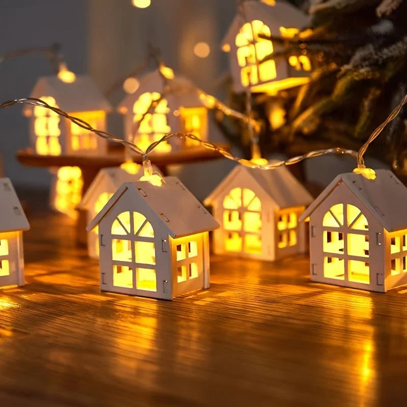 LED fairy lights with mini houses - Decorative Christmas lighting for indoor use