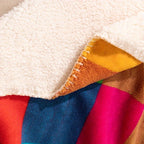 Coral fleece blanket – Reversible thick Sherpa blanket with a colorful checkered pattern