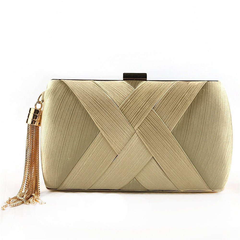 Éclessa Luxury Evening Clutch | Satin tassel handbag for classic and modern elegance
