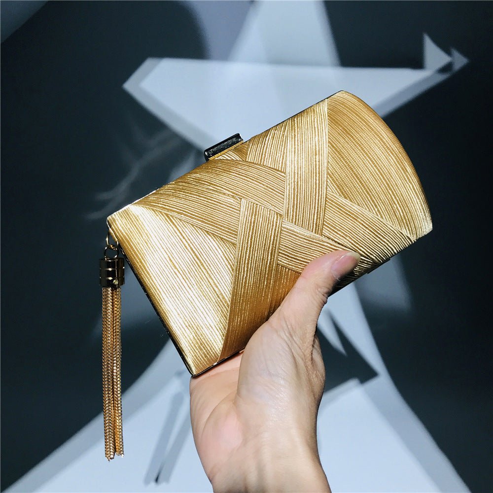 Éclessa Luxury Evening Clutch | Satin tassel handbag for classic and modern elegance