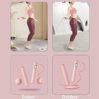 Battery-operated skipping rope with counter and weight balls