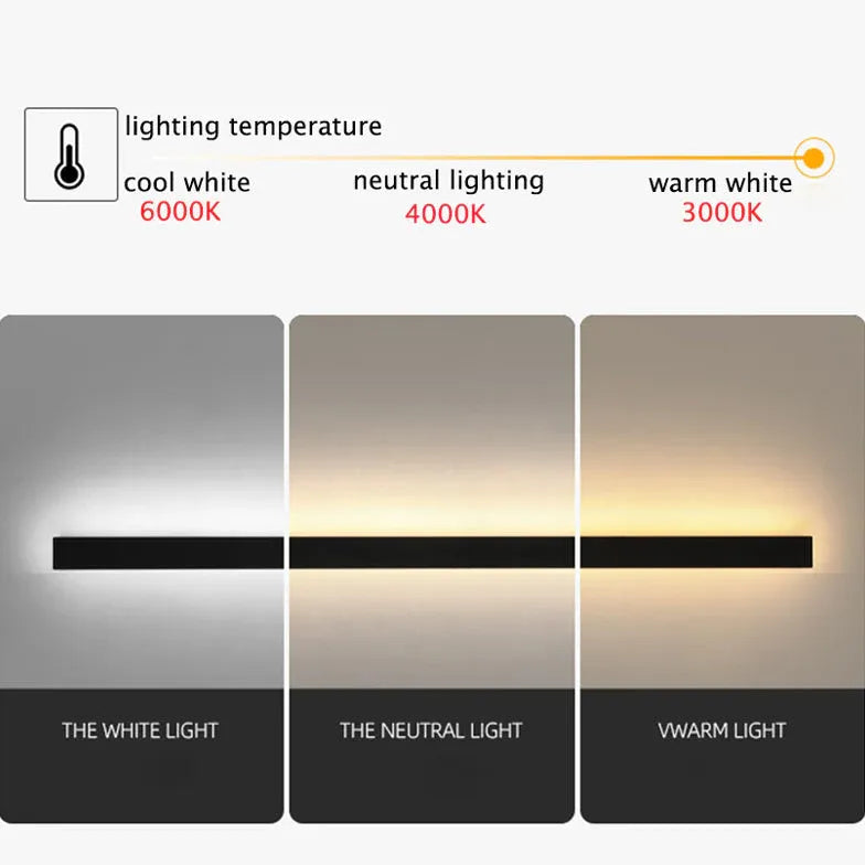 Linear black minimalist LED outdoor wall light