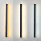 Linear black minimalist LED outdoor wall light