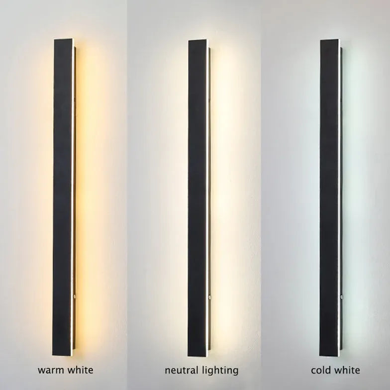 Linear black minimalist LED outdoor wall light