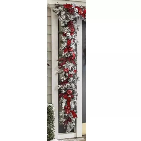 Cordless Prelit Holiday Trim | LED Lights, Auto-Timer & Premium Red/White Decor