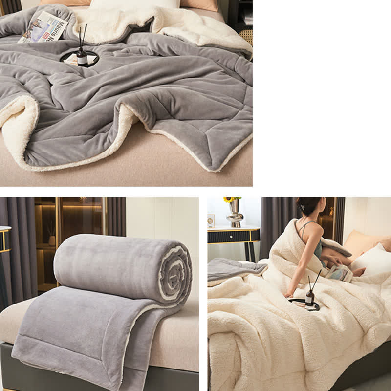 Solid thick double-sided velvet cube blanket