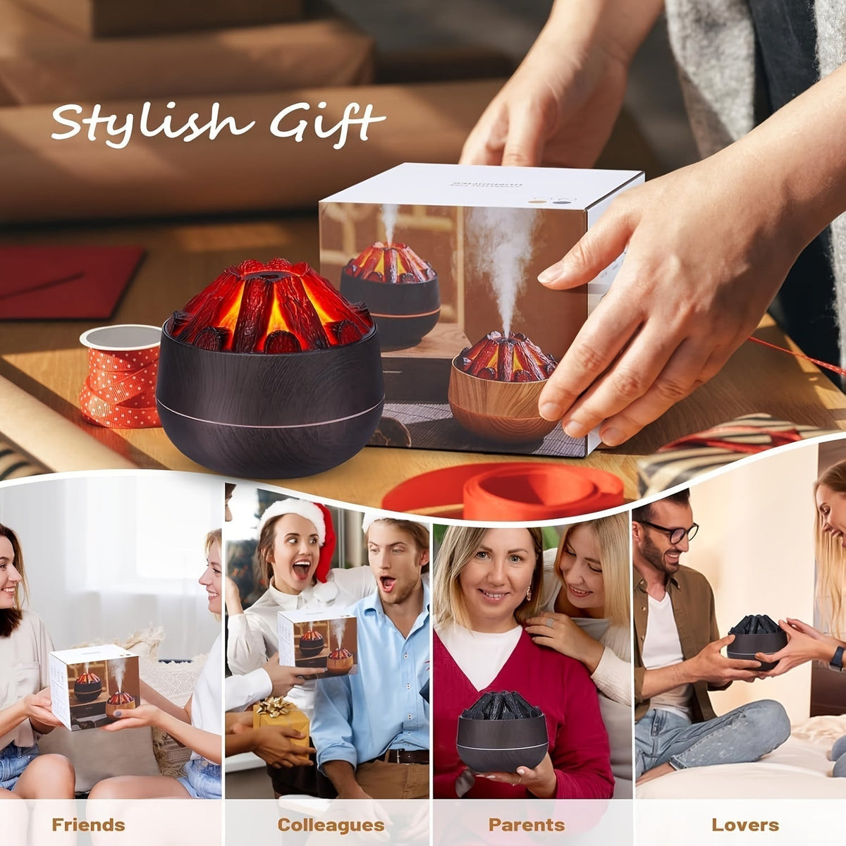 Fire Diffuser - Mini simulated charcoal fire air humidifier with realistic flame effect
