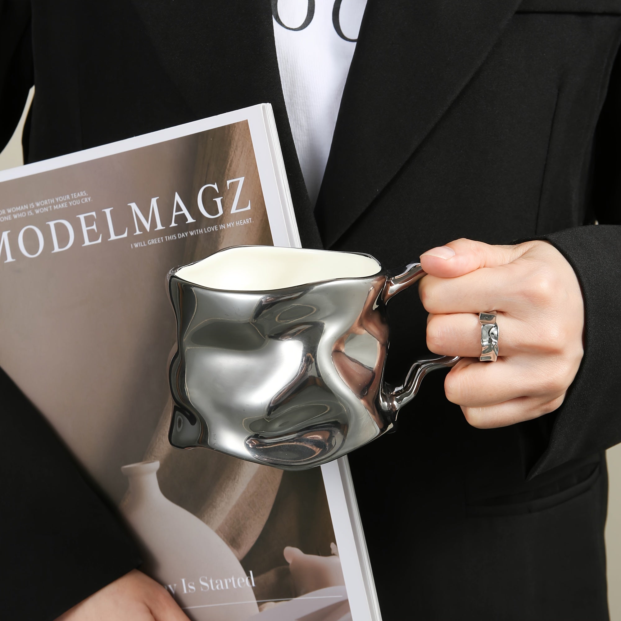 CreArt Mug – Handmade Ceramic Coffee Mug with Unique Crinkled Design