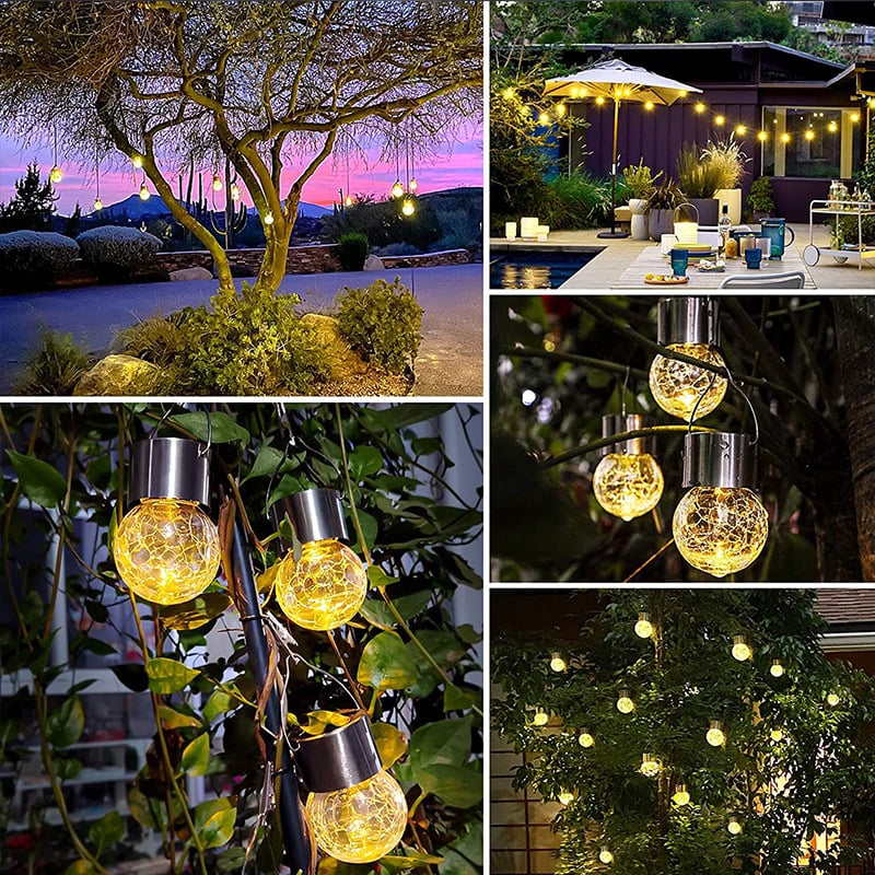 Multicolor Crackle Glass Hanging Solar Light