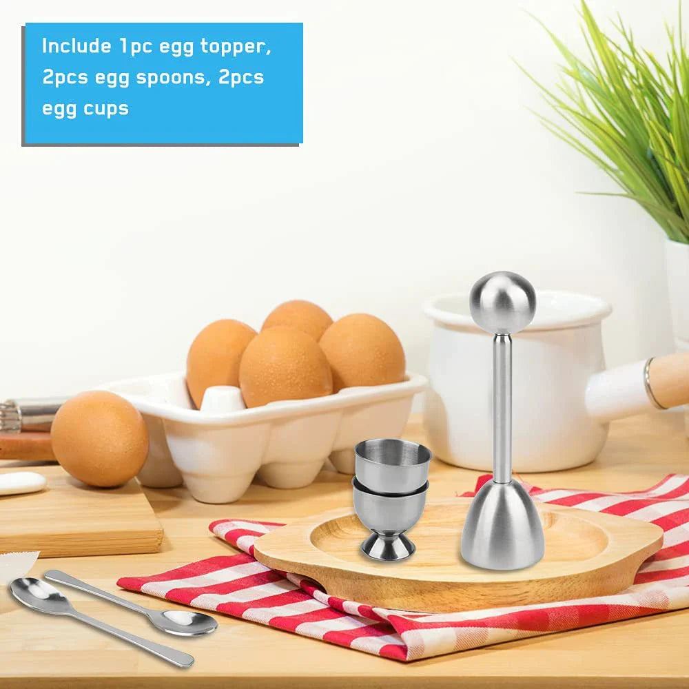 Egg Cracker Topper Set Stainless Steel Soft Hard Boiled Egg Opener Kit