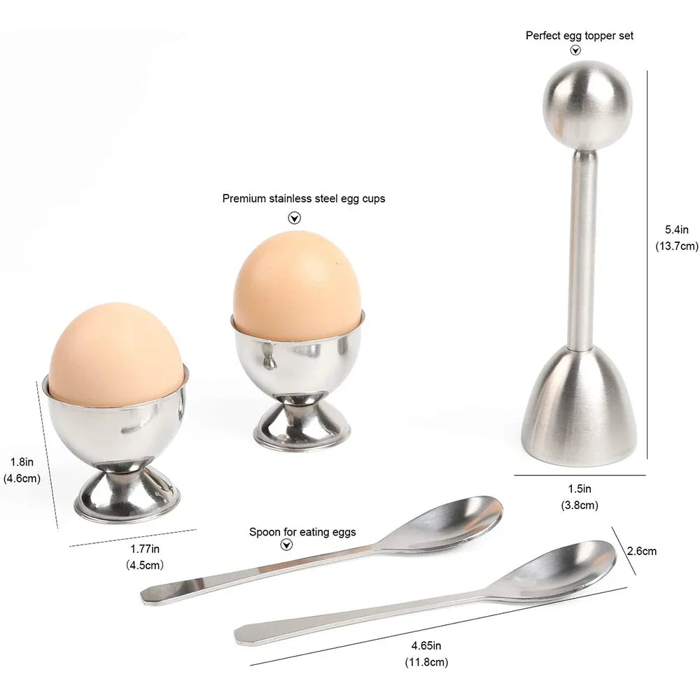 Egg Cracker Topper Set Stainless Steel Soft Hard Boiled Egg Opener Kit