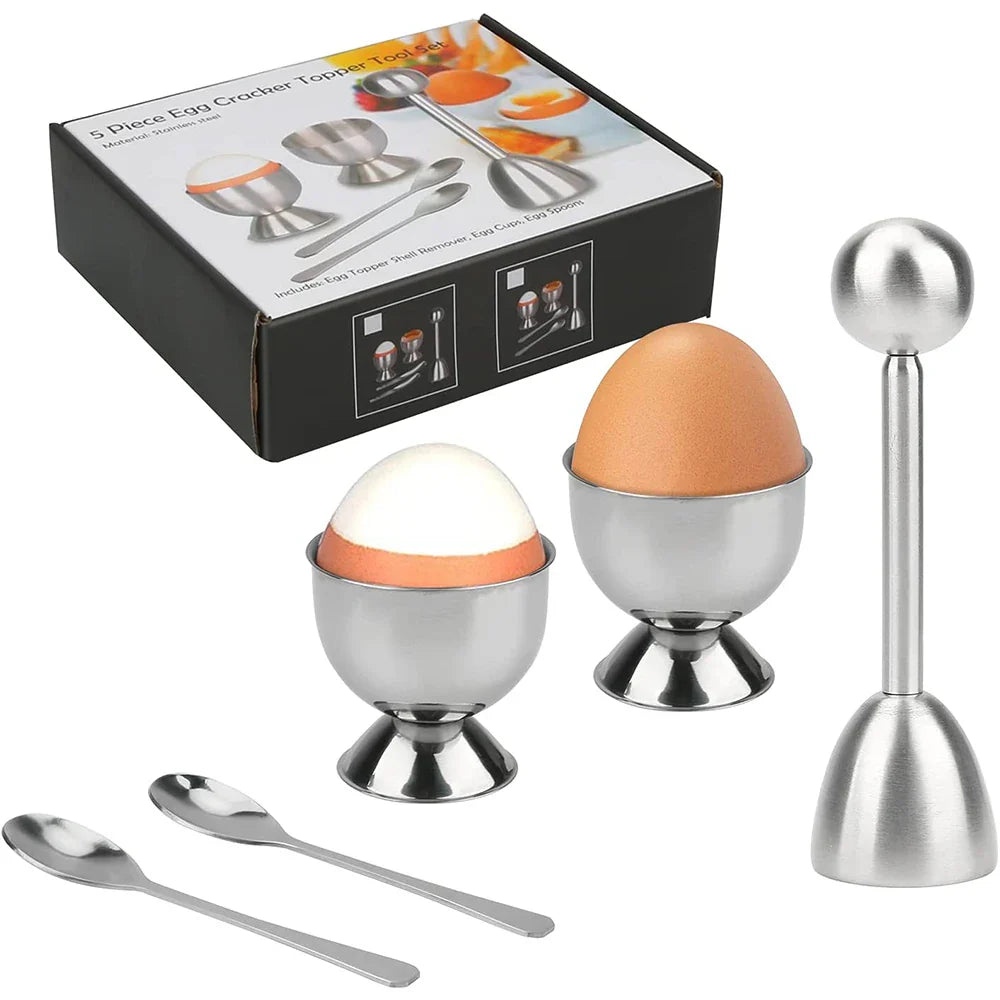 Egg Cracker Topper Set Stainless Steel Soft Hard Boiled Egg Opener Kit