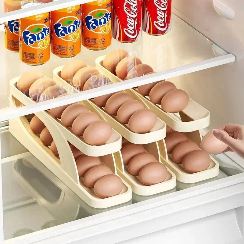 Egg Storage Box Automatic Scrolling Egg Holder Egg Storage Rack