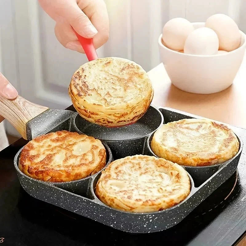 ChefVerra Non-Stick Omelette Pan | 4-hole frying pan for eggs, pancakes, and burgers