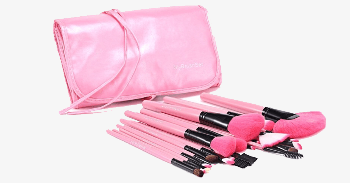 24-piece Pink Glory Brush Set with free case