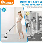 Electric Rotating Scrubber with Replaceable 8 Brush Heads and Adjustable Extension Handle