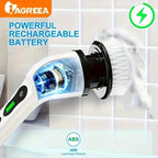 Electric Rotating Scrubber with Replaceable 8 Brush Heads and Adjustable Extension Handle