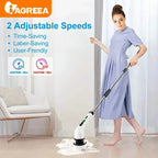 Electric Rotating Scrubber with Replaceable 8 Brush Heads and Adjustable Extension Handle