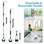 Electric Rotating Scrubber with Replaceable 8 Brush Heads and Adjustable Extension Handle