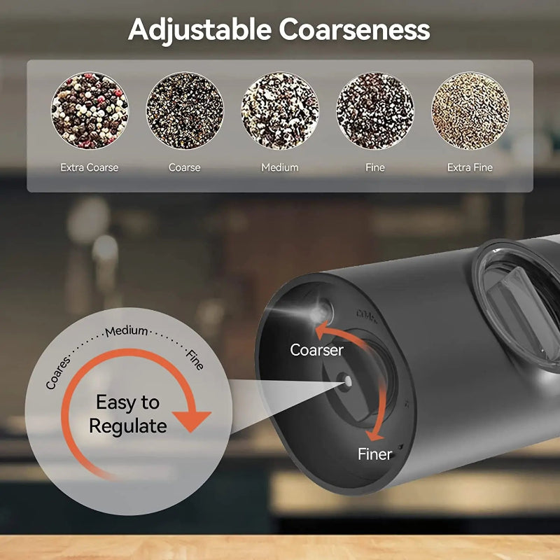 Electric Salt Pepper Grinder Set USB Rechargeable Automatic Spice Mill