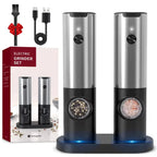 Electric Salt Pepper Grinder Set USB Rechargeable Automatic Spice Mill