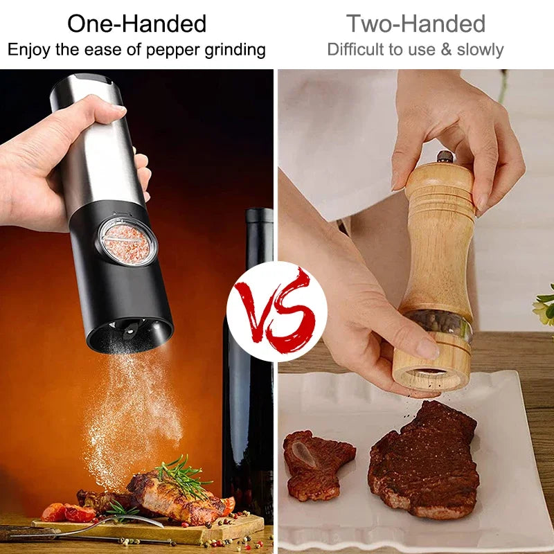 Electric Salt Pepper Grinder Set USB Rechargeable Automatic Spice Mill
