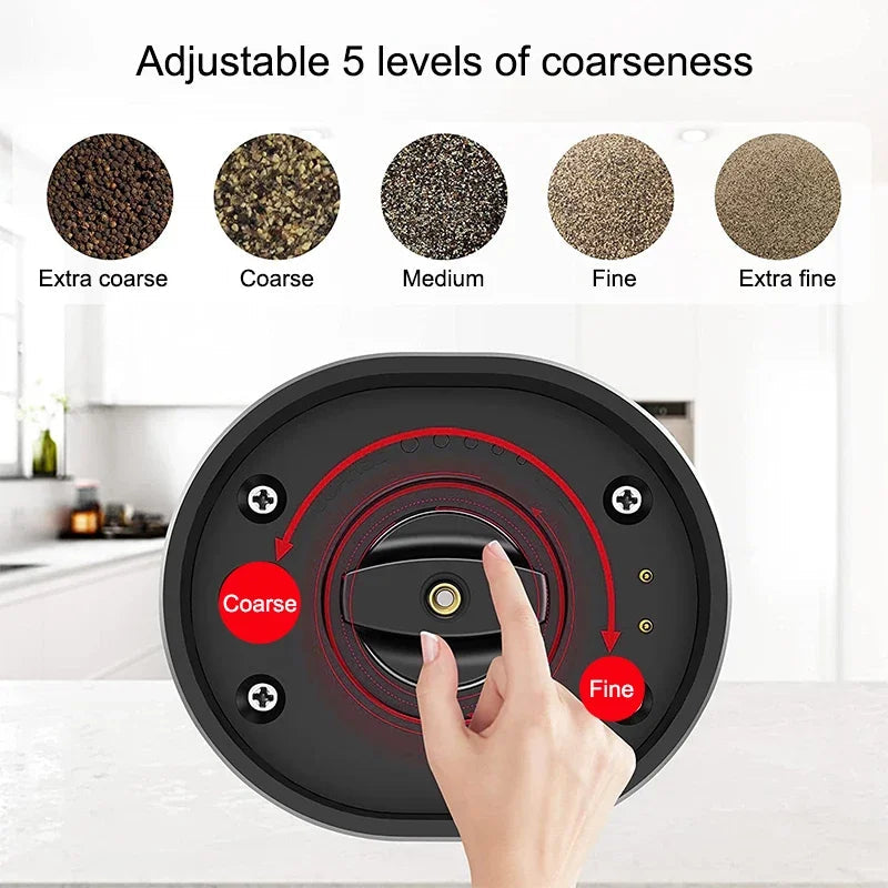 Electric Salt Pepper Grinder Set USB Rechargeable Automatic Spice Mill