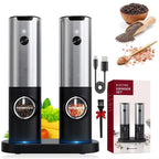 Electric Salt Pepper Grinder Set USB Rechargeable Automatic Spice Mill
