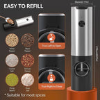 Electric Salt Pepper Grinder Set USB Rechargeable Automatic Spice Mill